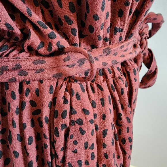 Rails Jumpsuit Size Medium Rust Spotted Wide Leg Belted One Piece Romper Excelle - Picture 14 of 14